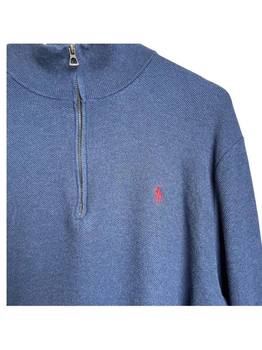Polo Ralph Lauren Quarter Zip Pullover Sweater Size XL Mock Neck Blue Pony Logo